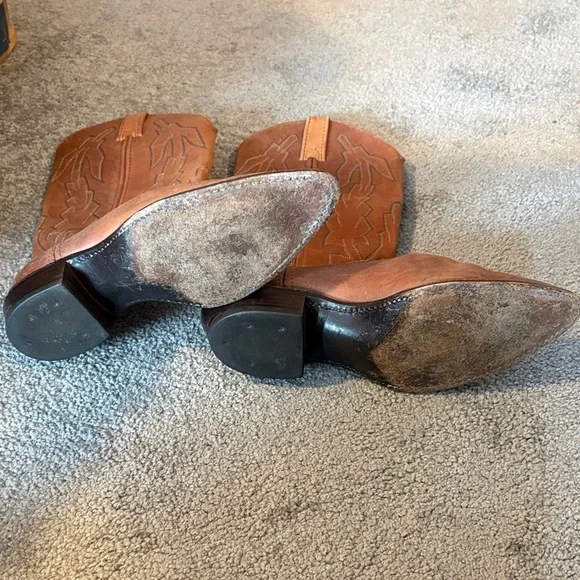 Vintage Dan Post Marlboro Brown Leather Cowboy Boots. Size 8 M - Picture 3 of 12